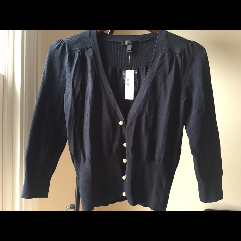 J Crew Sweater Cardigan 3/4 Sleeve Pearl Buttons